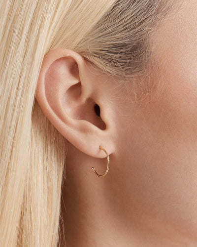 Lune Charm Hoop Earrings - Gold