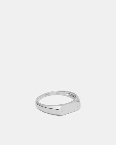 Oblique Signet Ring - Silver