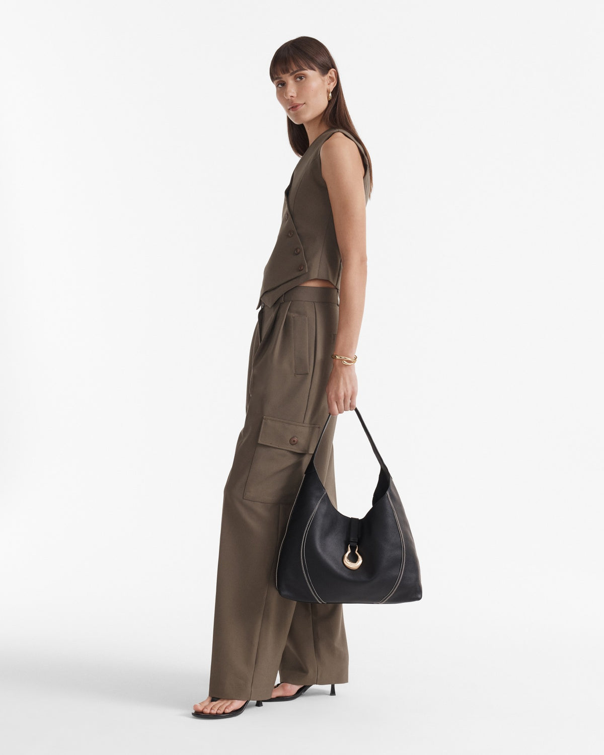Shield Hobo Bag - Black Brushed LG