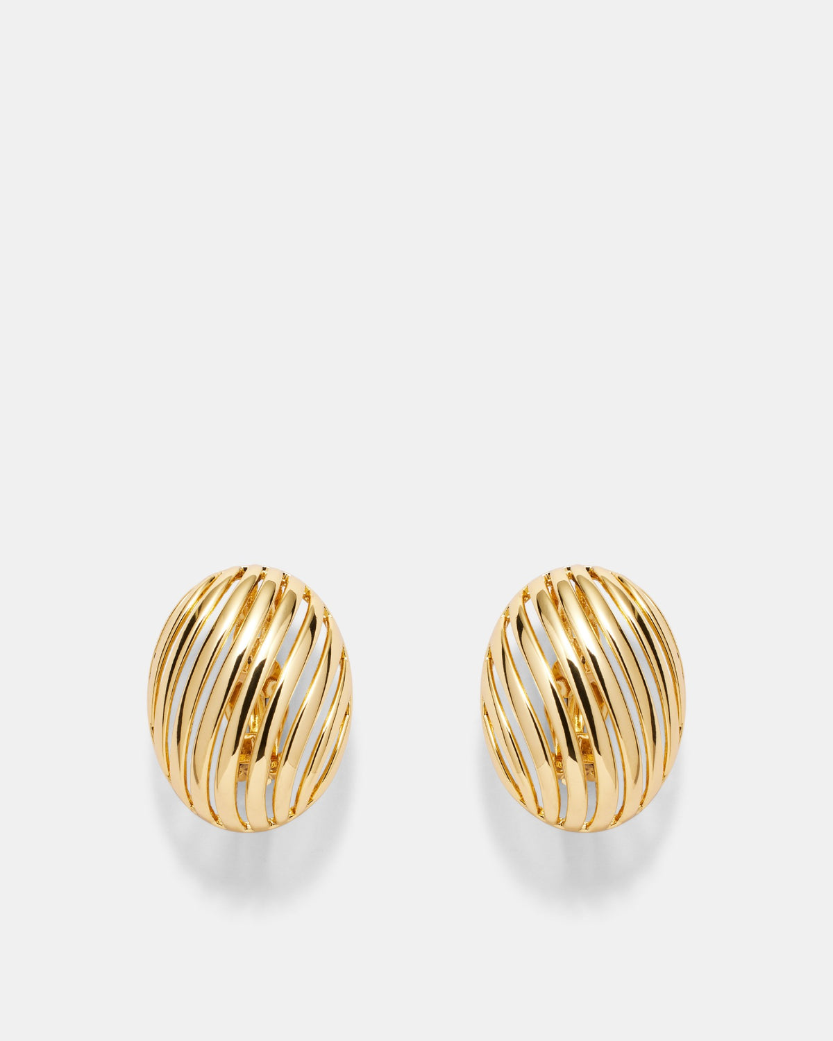 Sound Waves Clip On Earrings - Gold