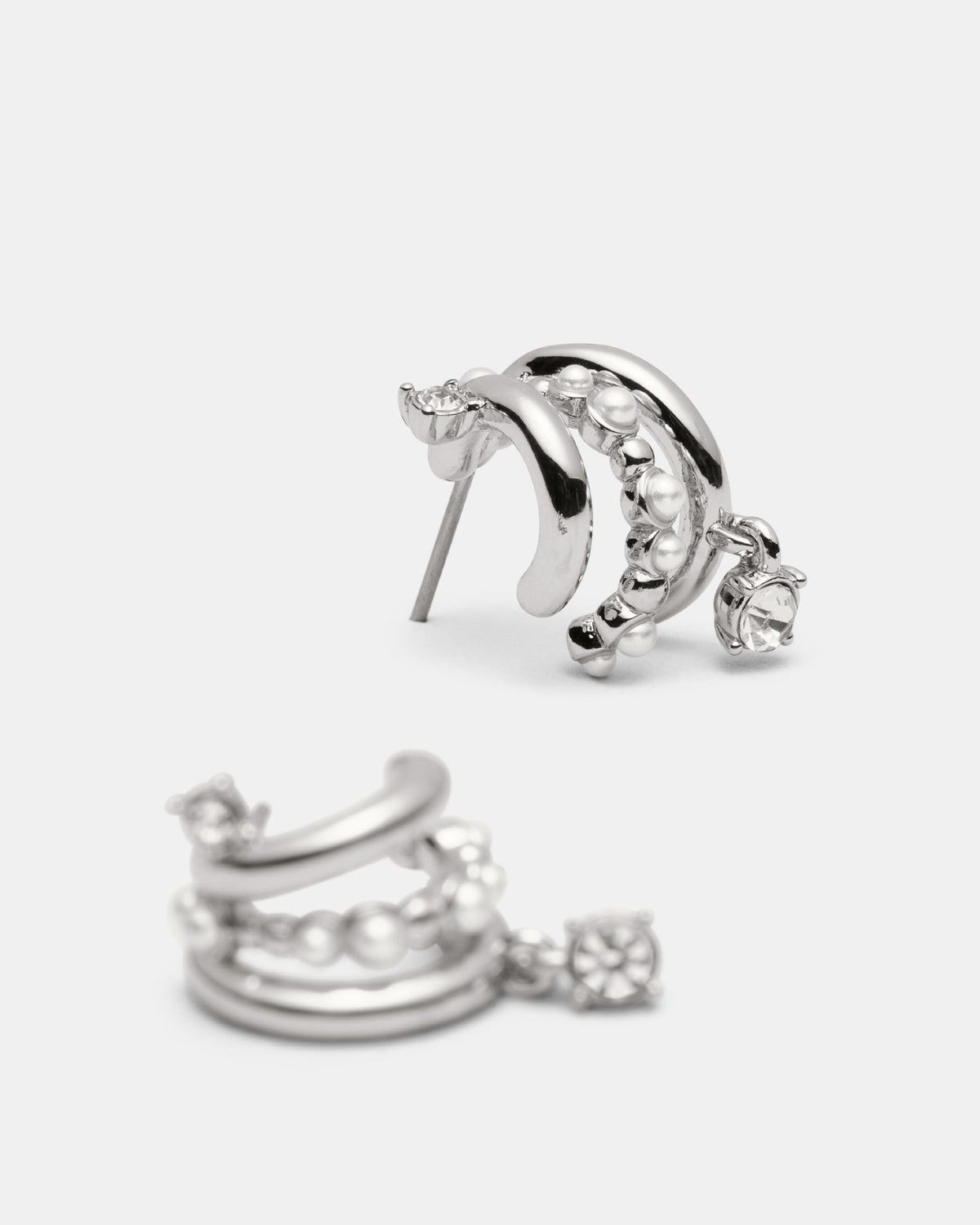 Illusion Hoop Earrings - Silver