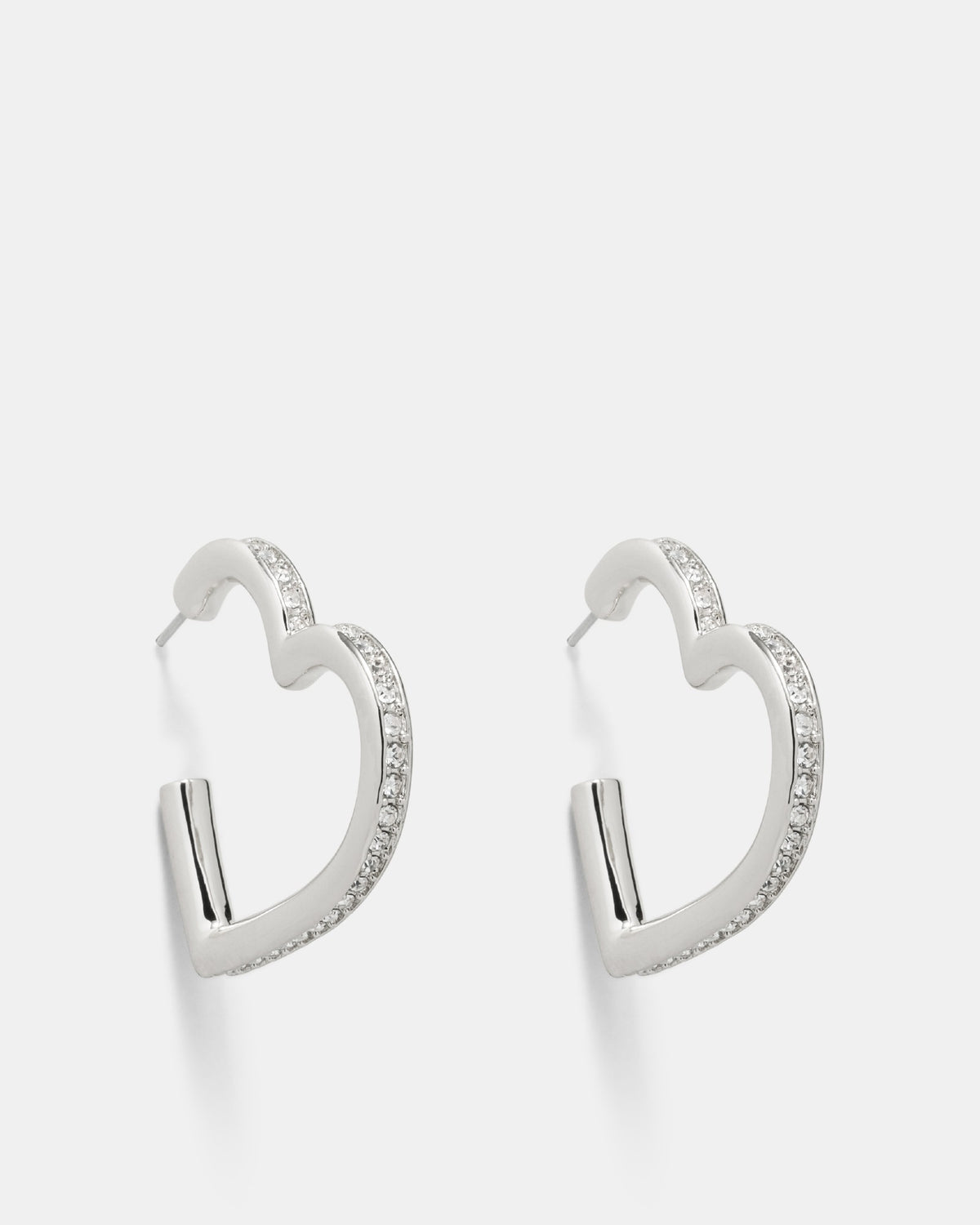 Passionate Heart Hoop Earrings - Silver