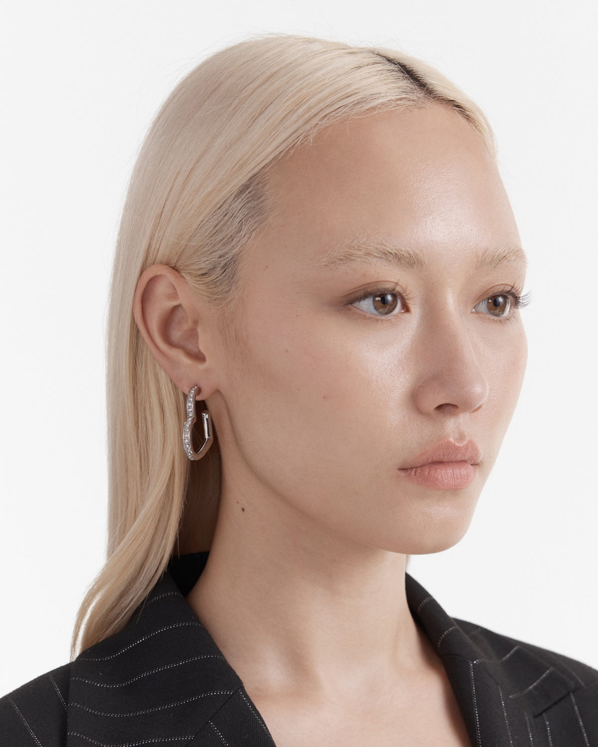 Passionate Heart Hoop Earrings - Silver