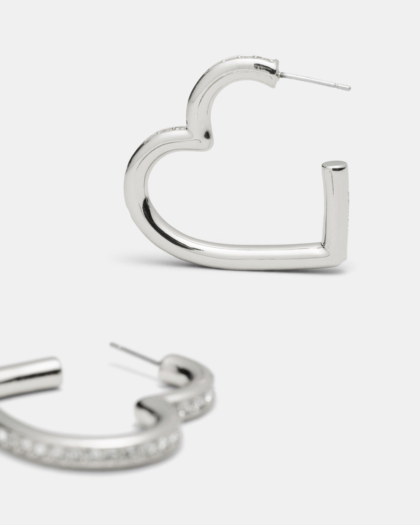 Passionate Heart Hoop Earrings - Silver