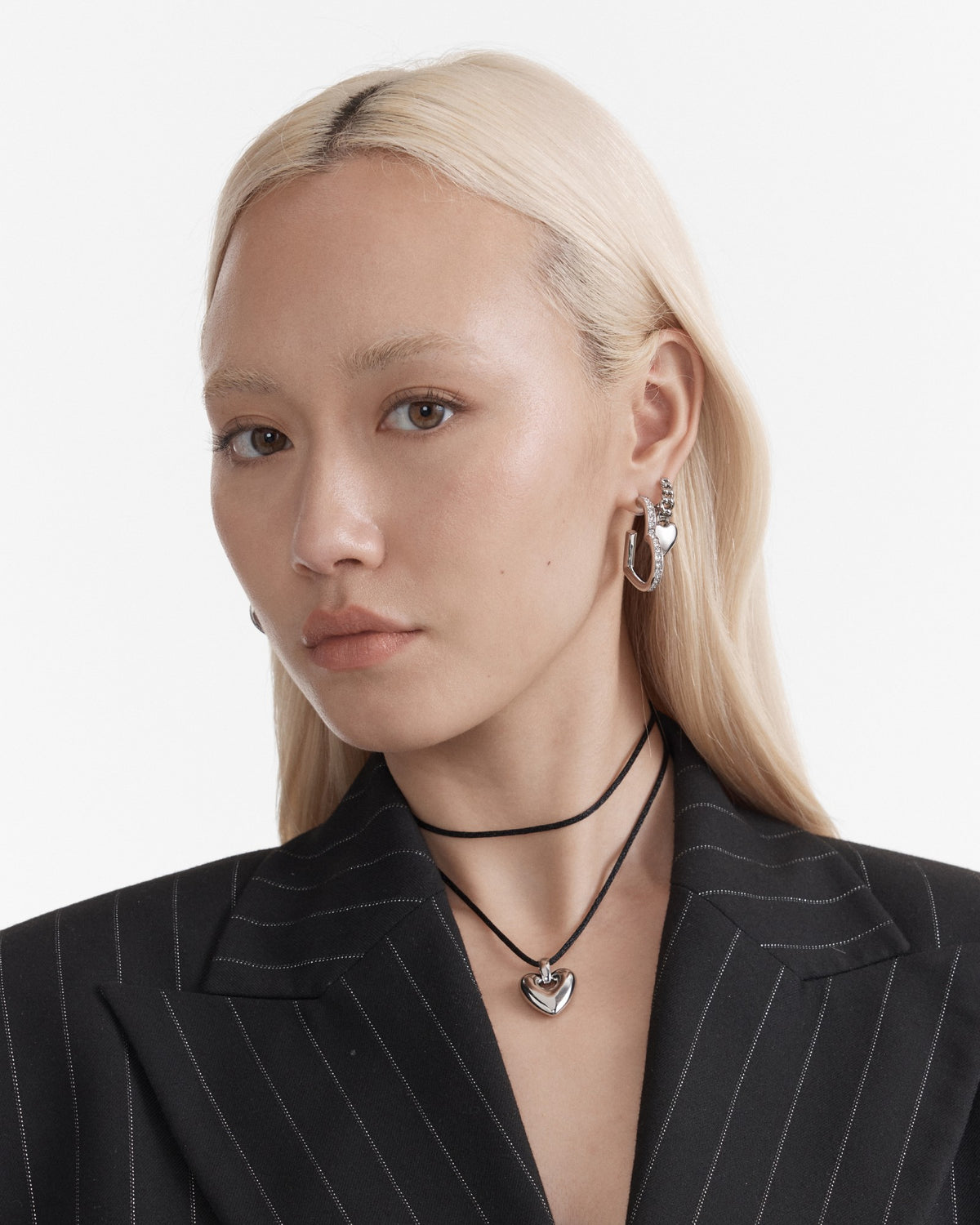 Passionate Heart Hoop Earrings - Silver