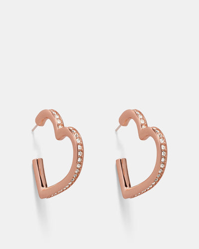 Passionate Heart Hoop Earrings - Rose Gold