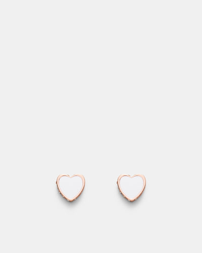 Lover Heart Stud Earrings - White