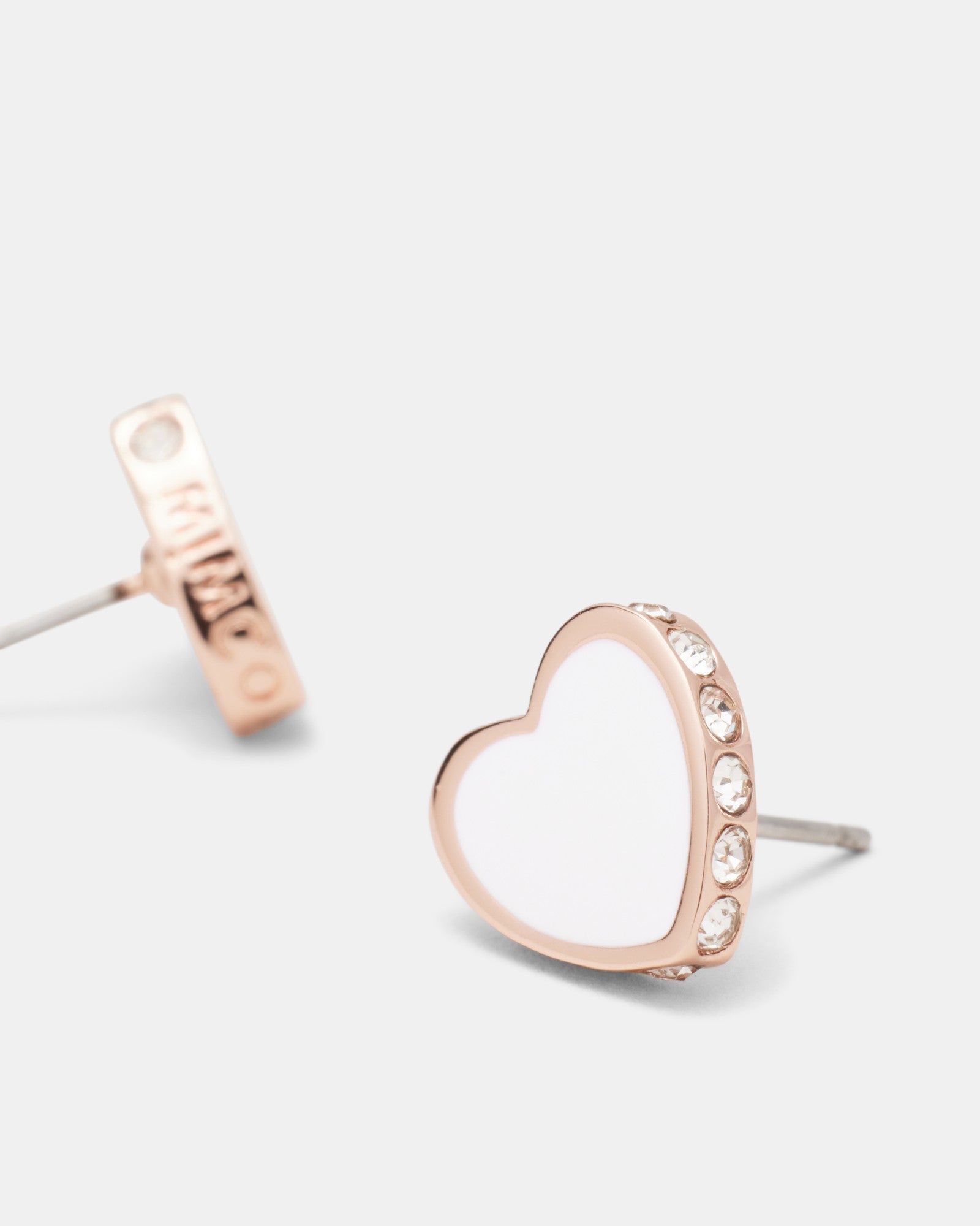 Lover Heart Stud Earrings - White