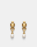 Ice & A Slice Pearl Drop Earrings - Gold