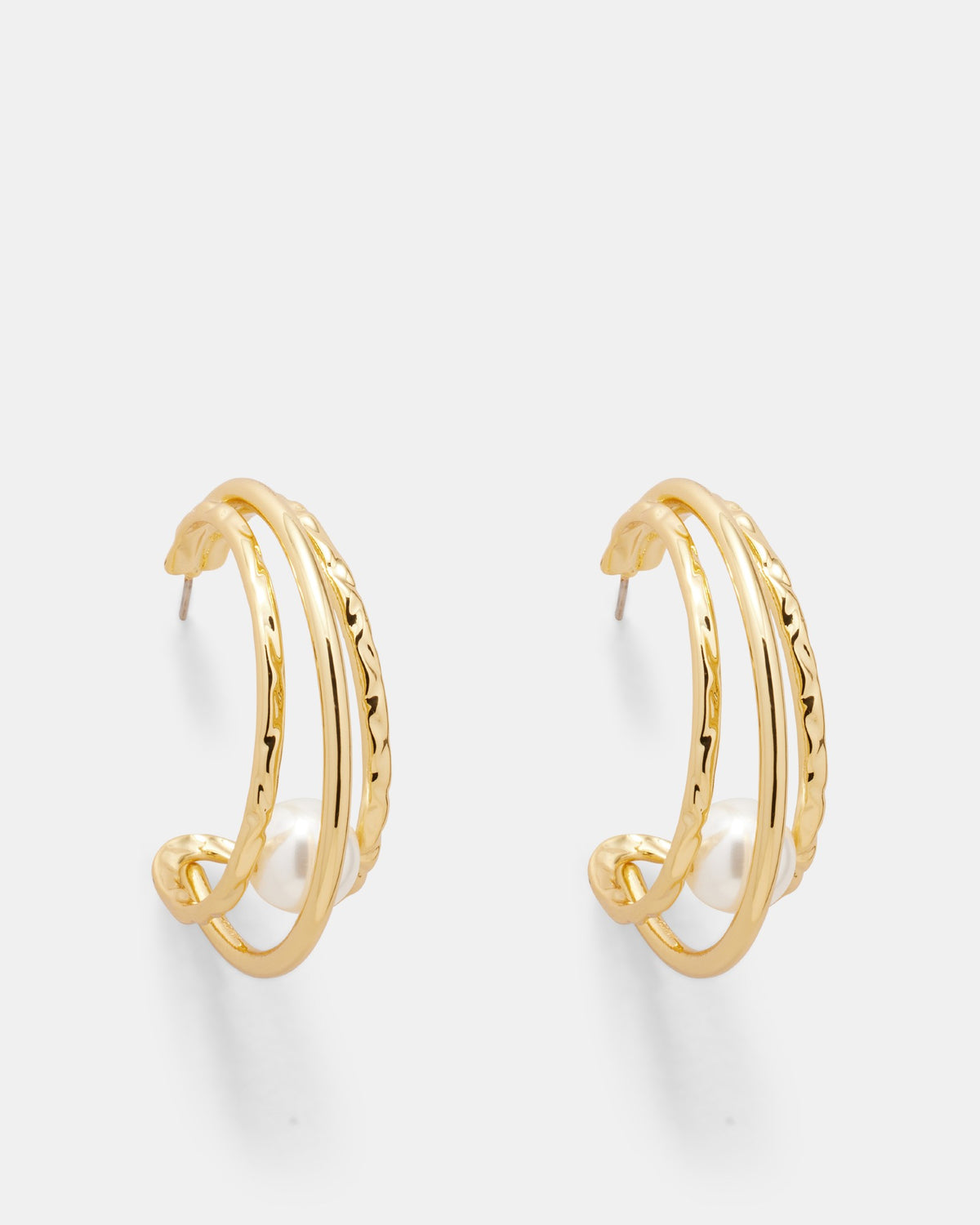 Cadence Pearl Hoop Earrings - Gold
