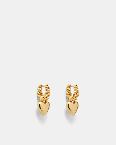 Chain Of Hearts Hoop Earrings - Gold