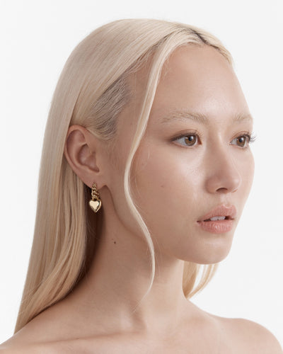 Chain Of Hearts Hoop Earrings - Gold