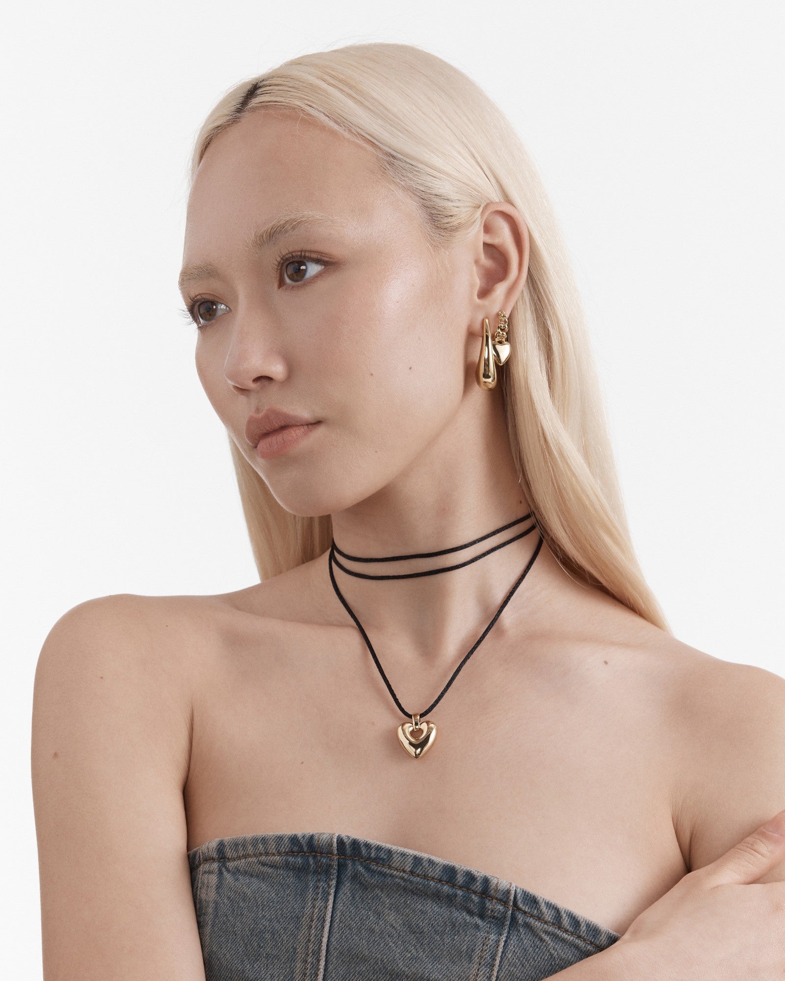 Chain Of Hearts Hoop Earrings - Gold