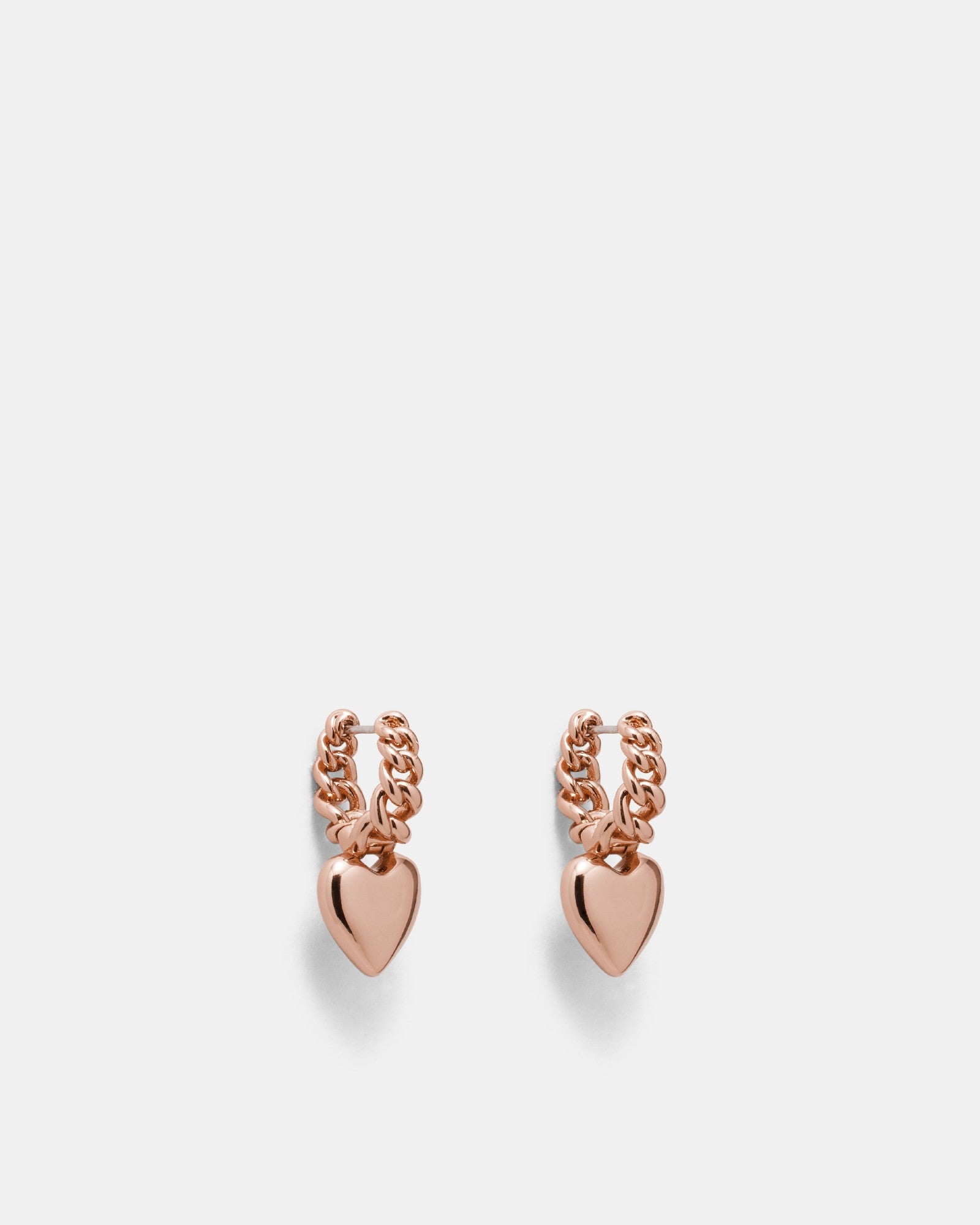 Chain Of Hearts Hoop Earrings - Rose Gold