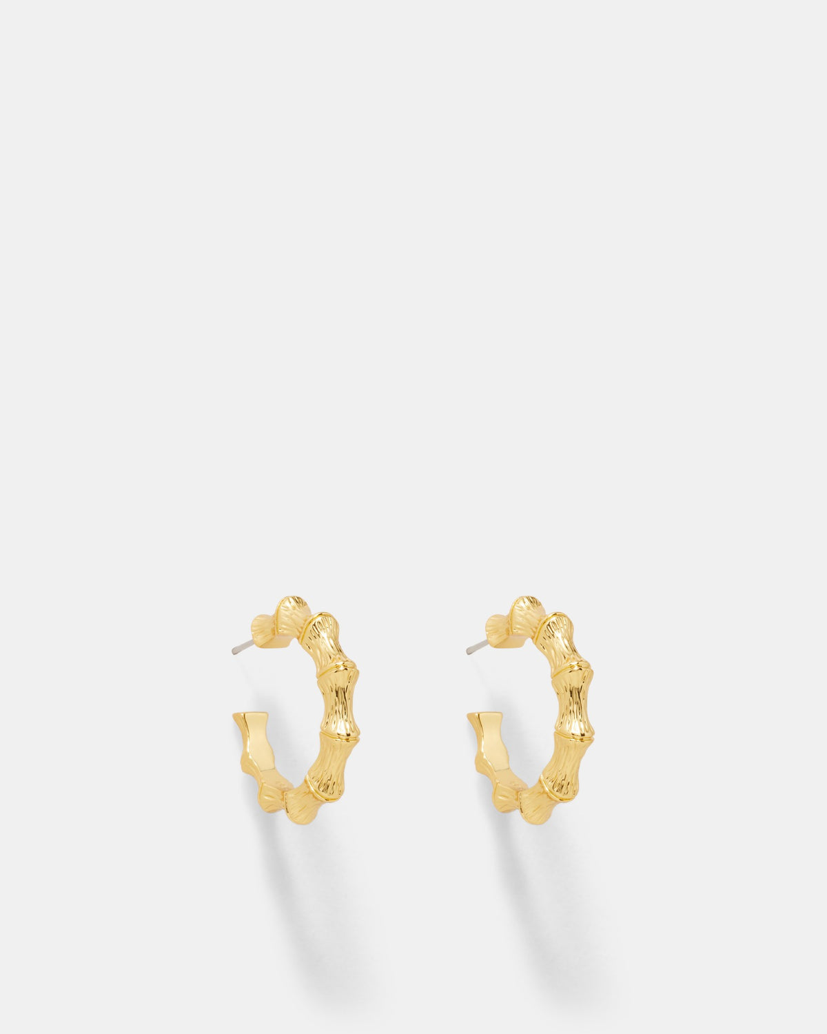 Retro Revival Large Bamboo Hoop Earrings - Gold