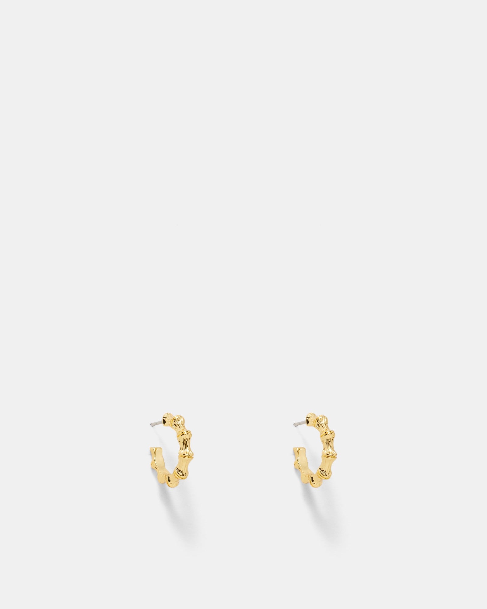 Retro Revival Small Bamboo Hoop Earrings - Gold