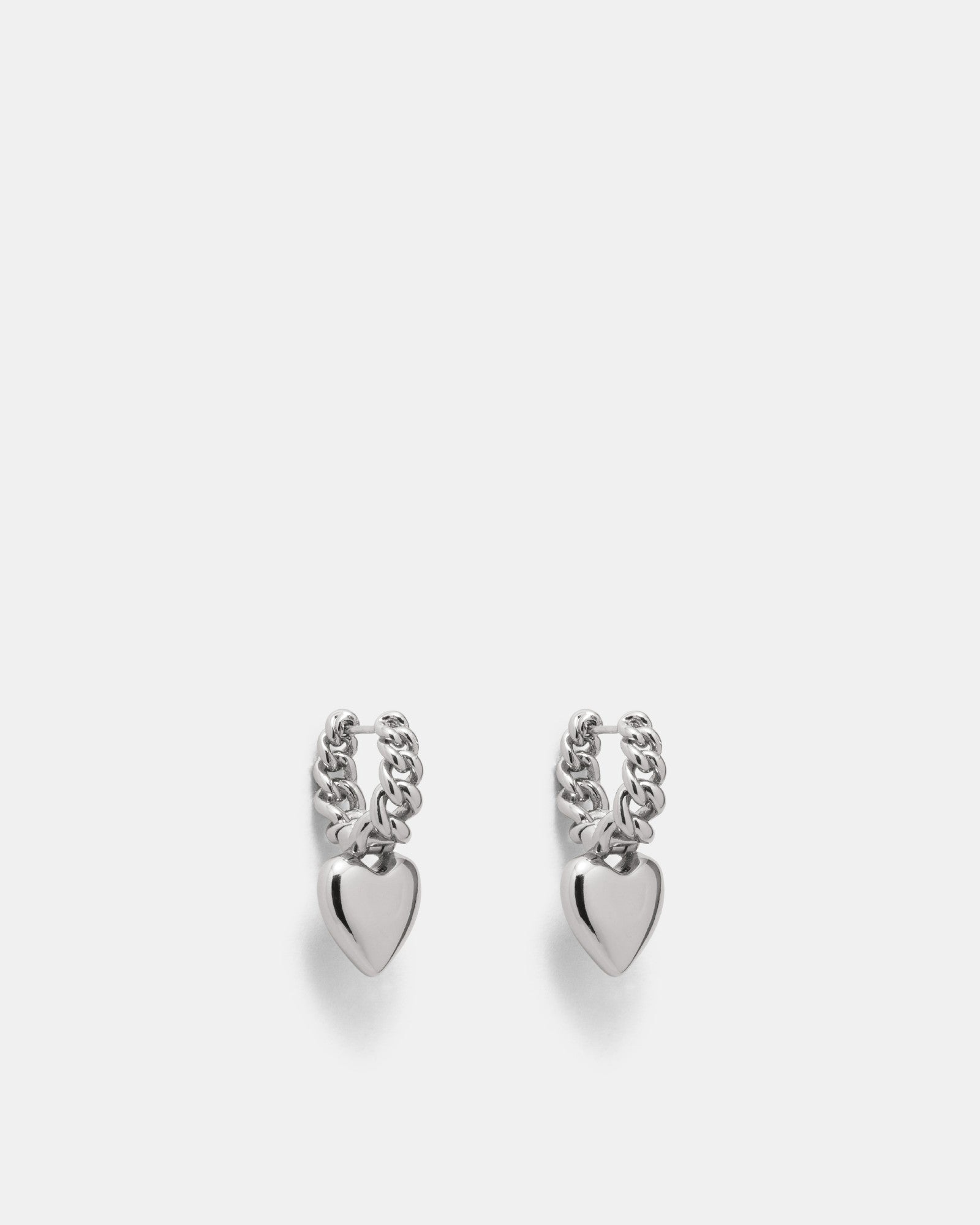 Chain Of Hearts Hoop Earrings - Silver