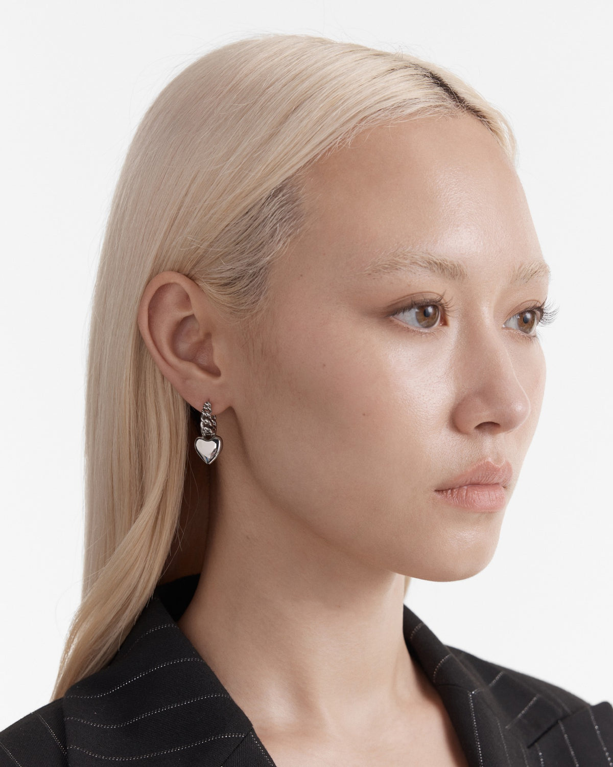 Chain Of Hearts Hoop Earrings - Silver