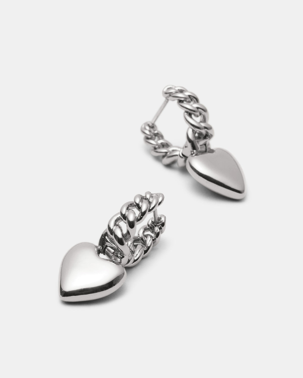 Chain Of Hearts Hoop Earrings - Silver