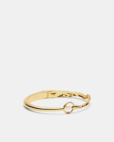 Cadence Pearl Bangle - Gold