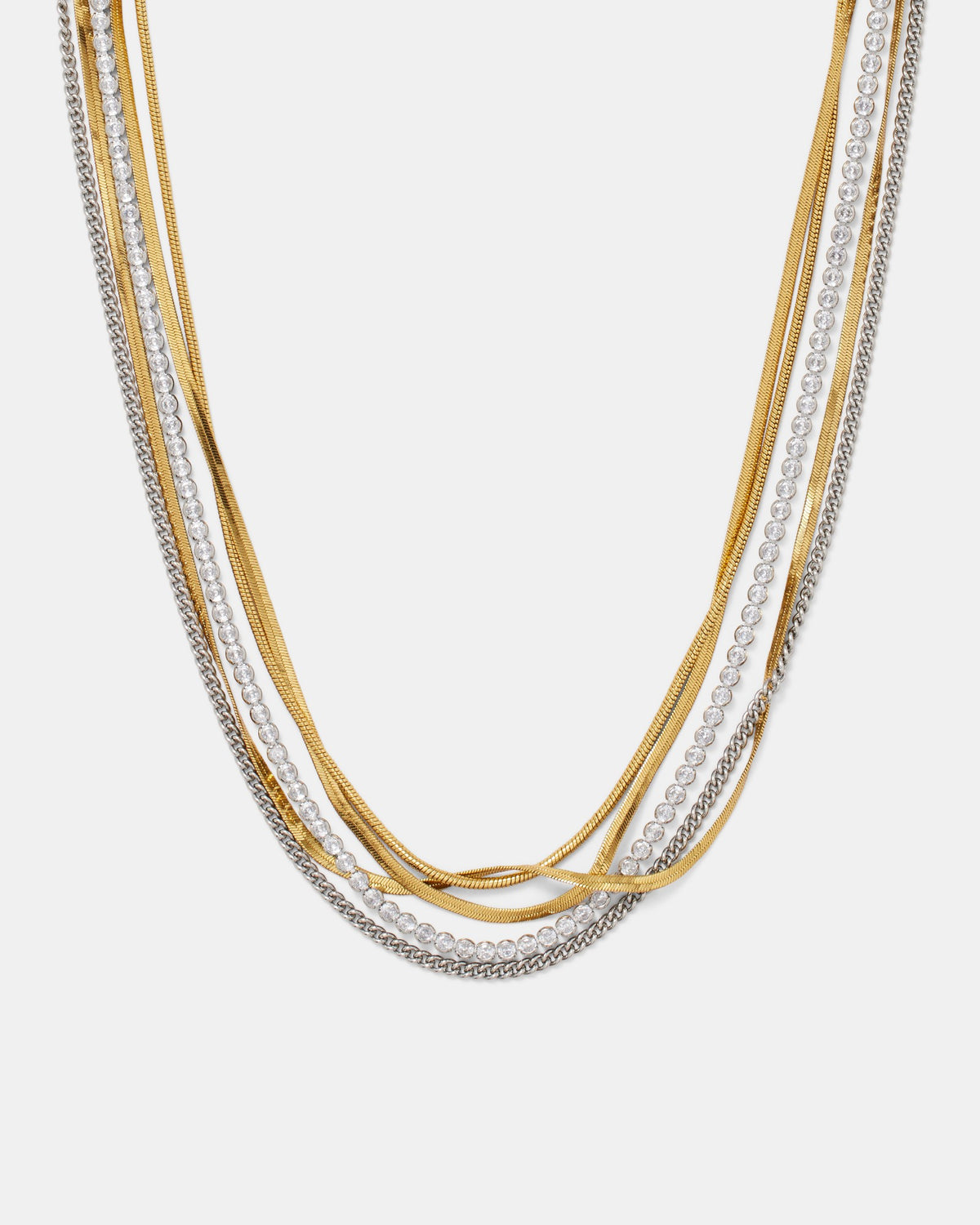 I Can Boogie Multi Chain & Crystal Necklace - Silver Gold