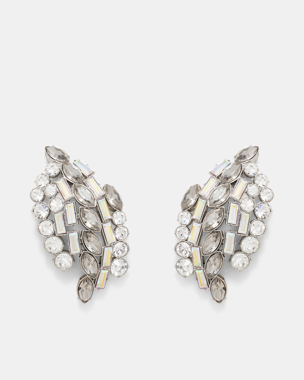 Love To Love You Large Crystal Stud Earrings - Silver