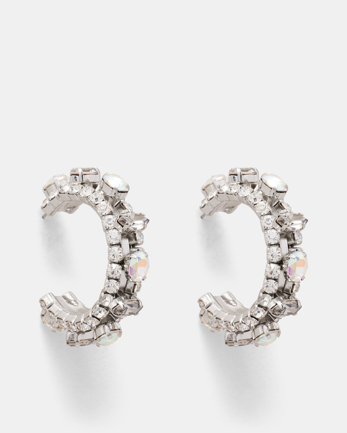 Love To Love You Crystal Hoop Earrings - Silver