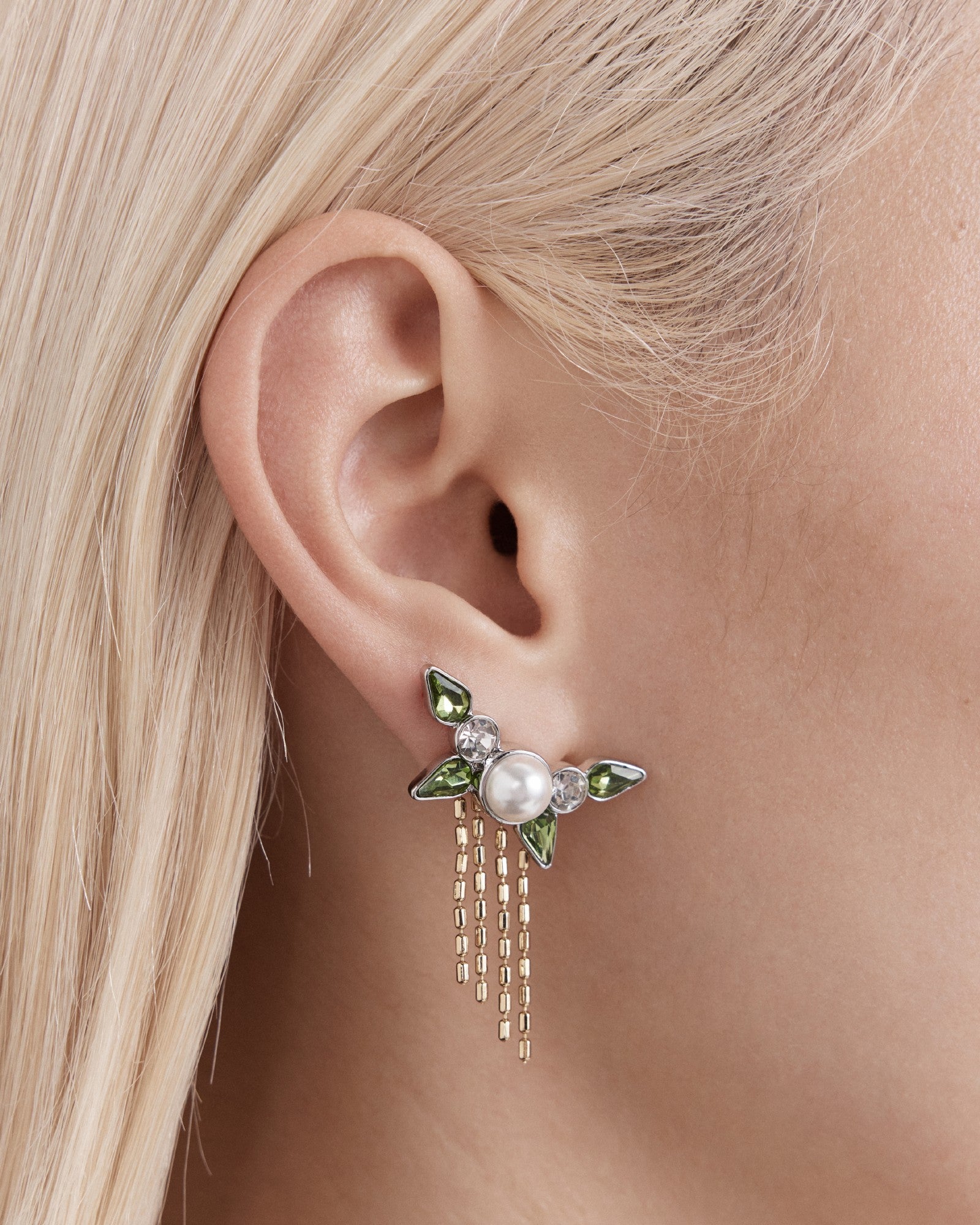 Pull Up To The Bumper Fringe Ear Cuff Set - Lime Sorbet