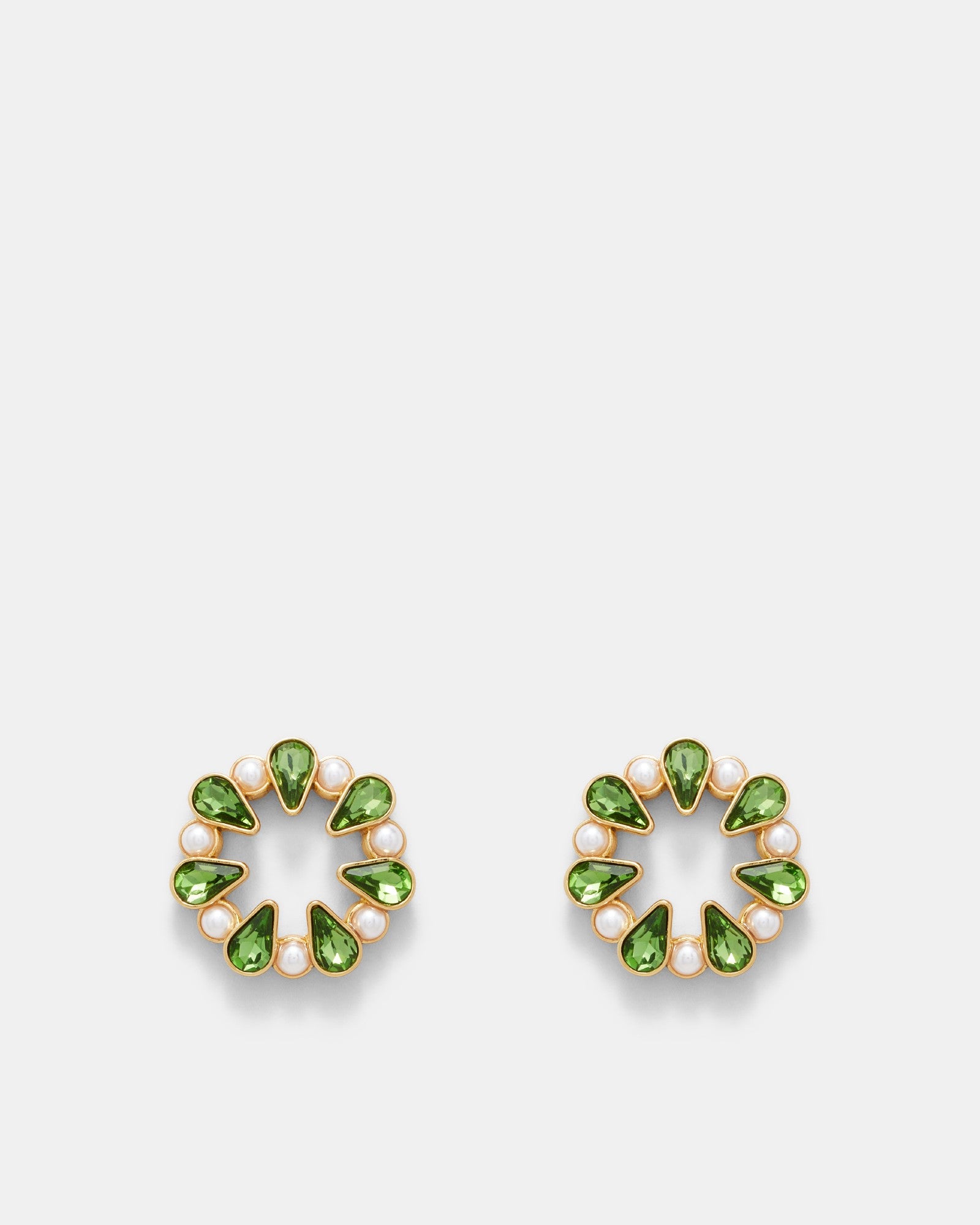 Pull Up To The Bumper Crystal Stud Earrings - Lime Sorbet
