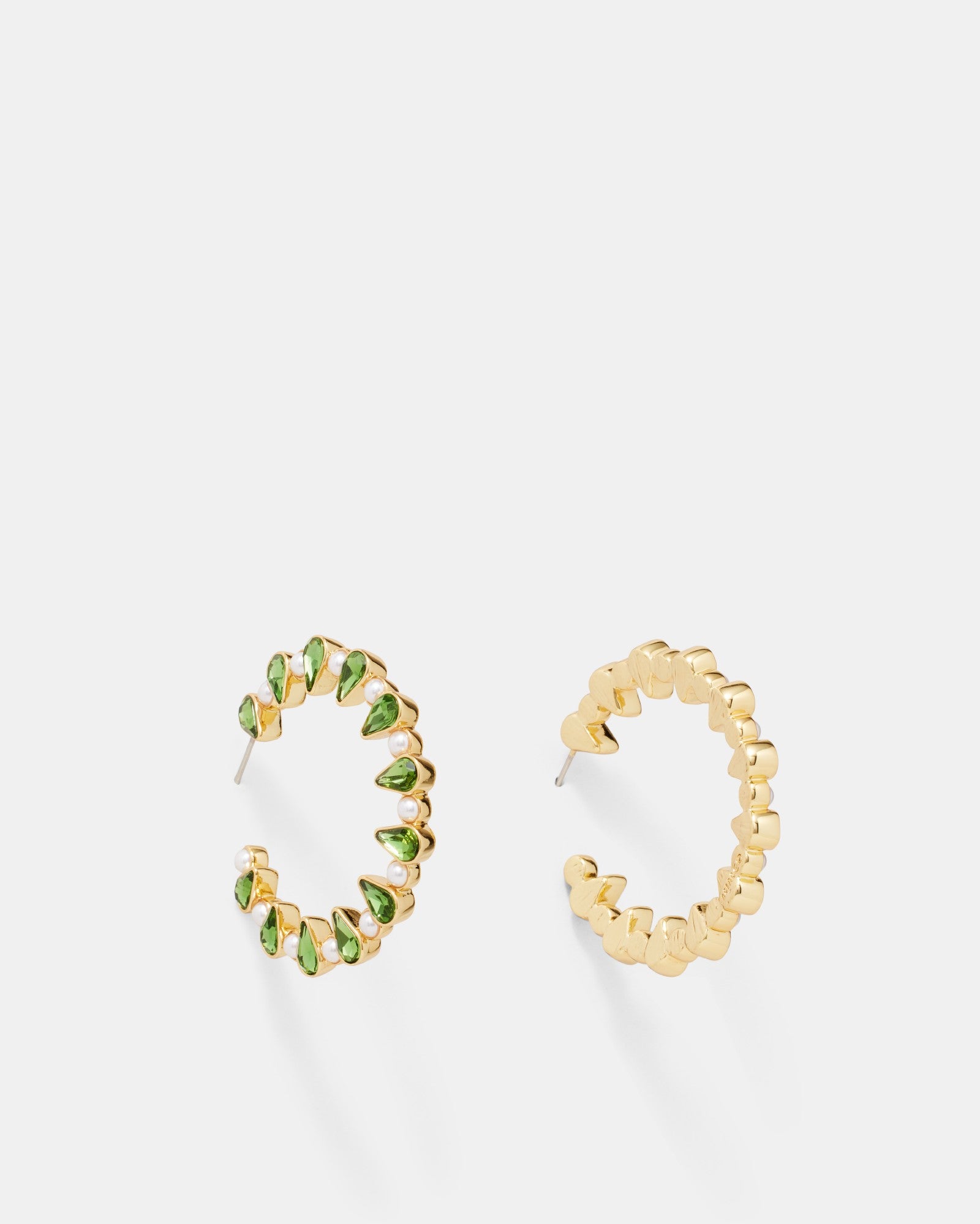 Pull Up To The Bumper Crystal Hoop Earrings - Lime Sorbet