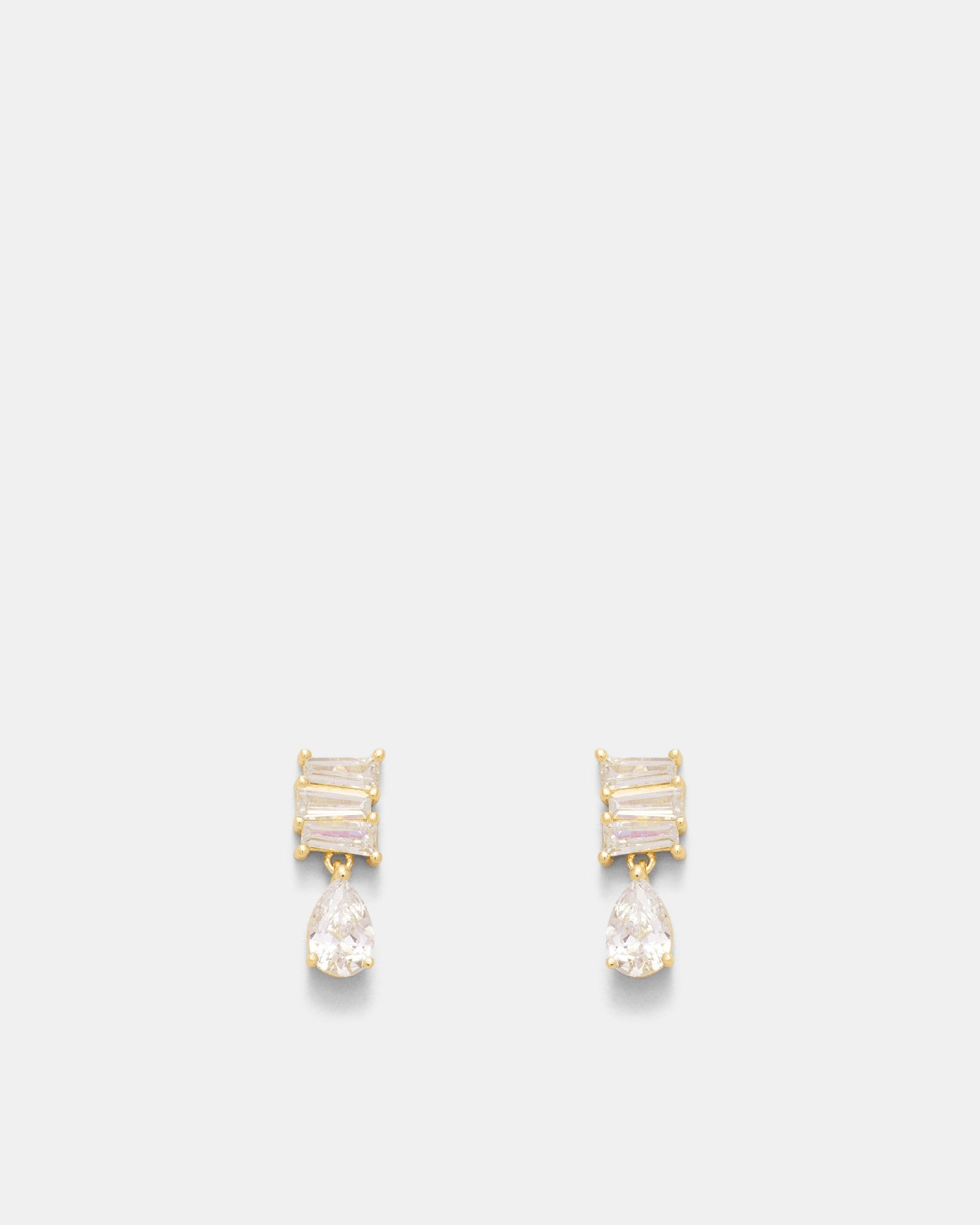 Enchantment Crystal Drop Stud Earrings - Gold
