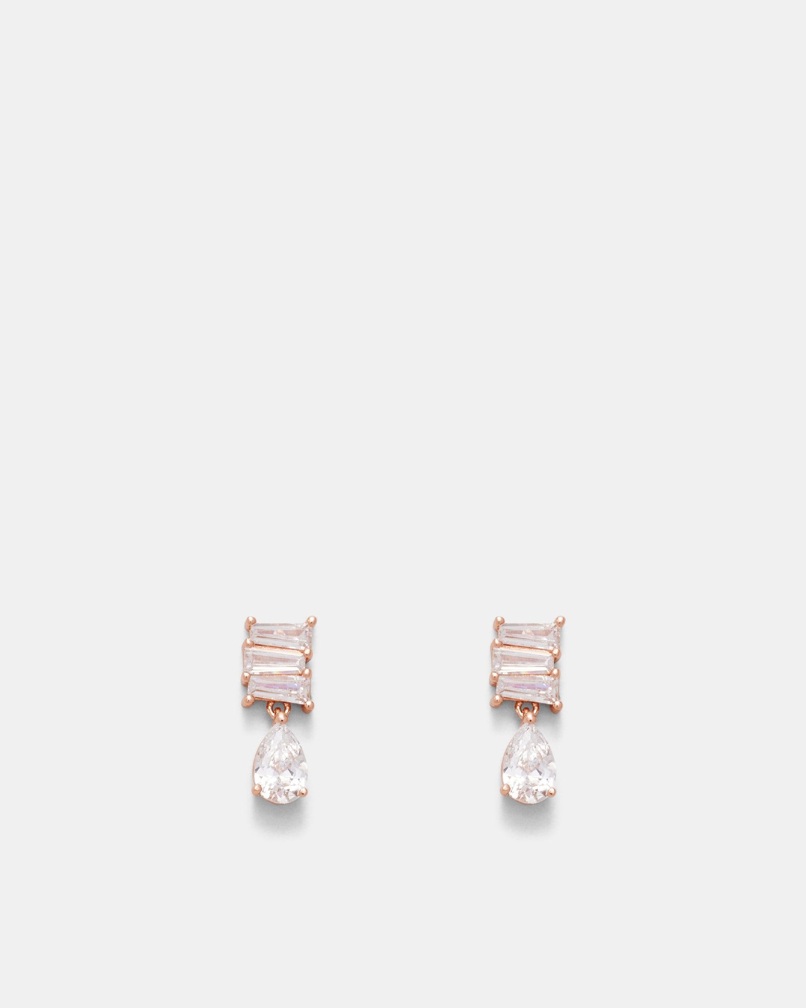 Enchantment Crystal Drop Stud Earrings - Rose Gold