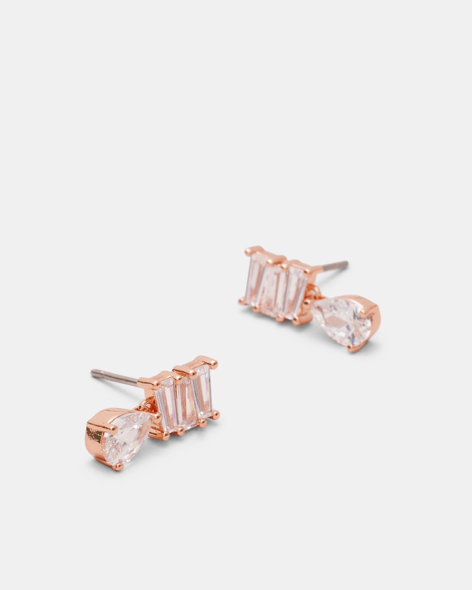 Enchantment Crystal Drop Stud Earrings - Rose Gold