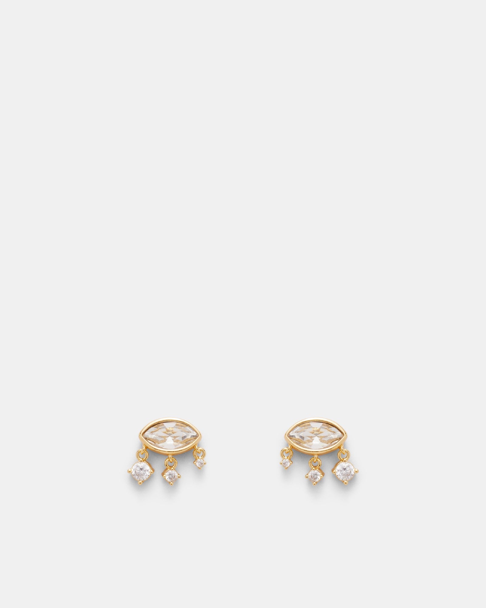 Nazar Crystal Stud Earrings - Gold