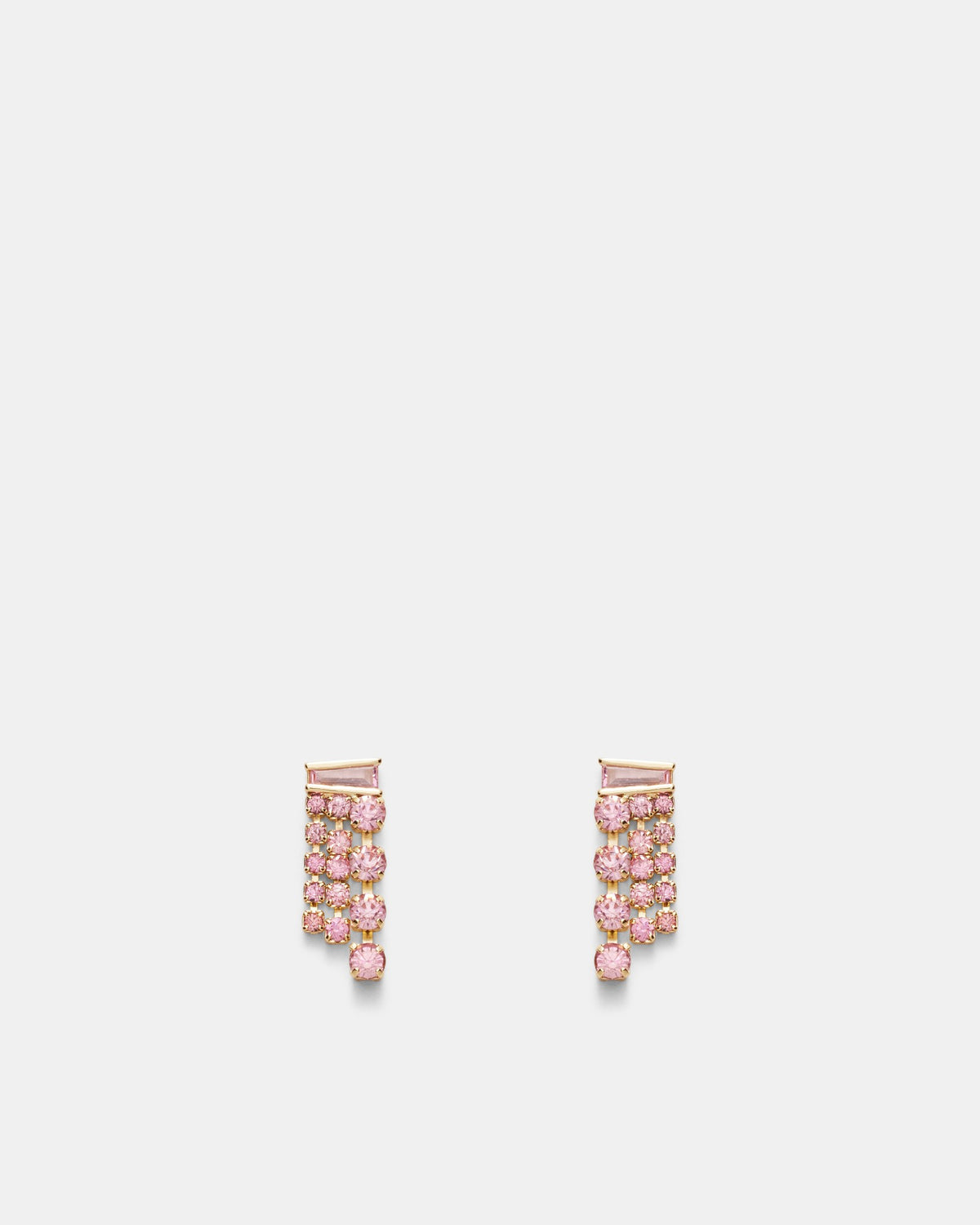 Crystalline Mini Fringe Stud Earrings - Disco Pink