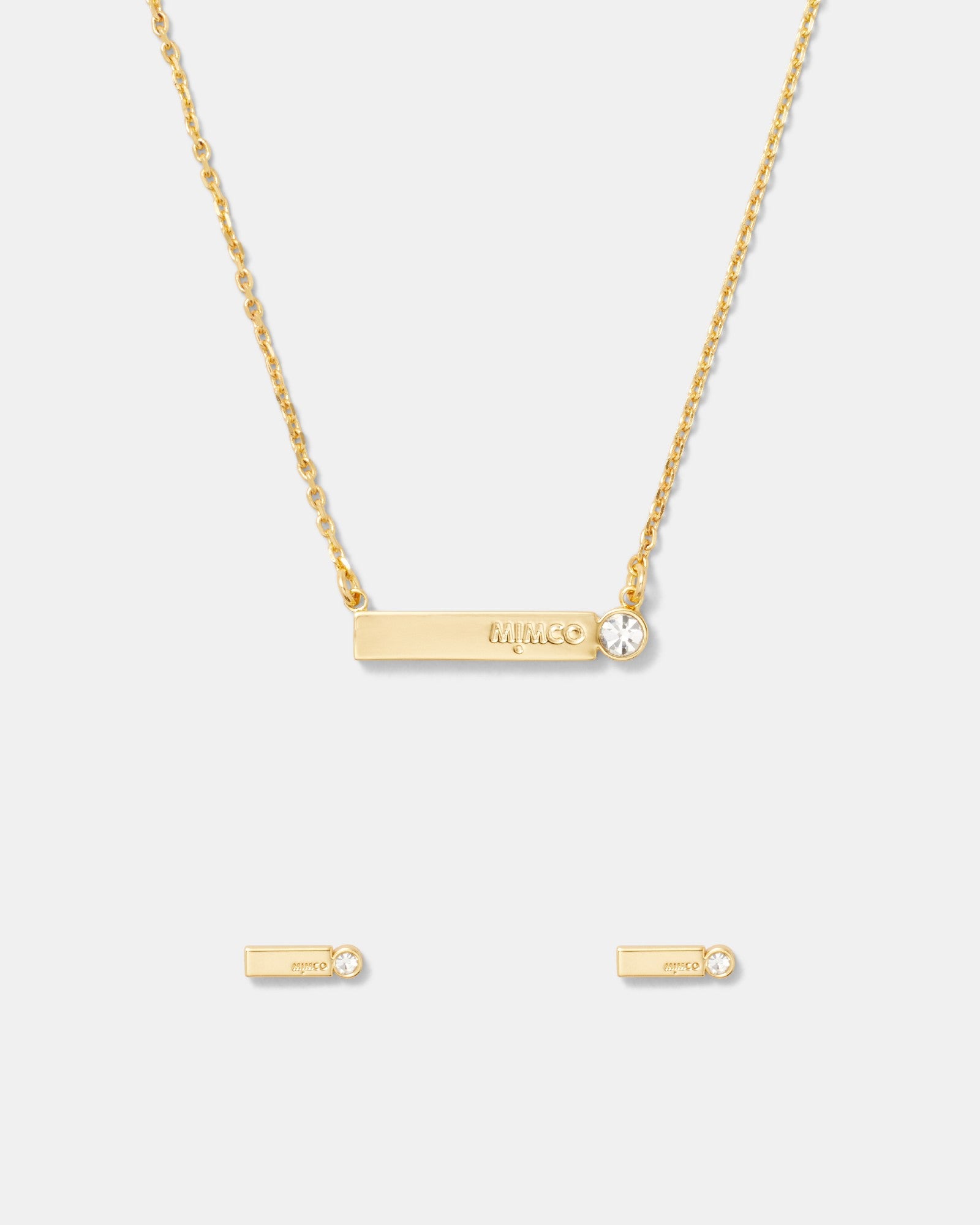 Identity Stud Earrings And Necklace Set - Gold