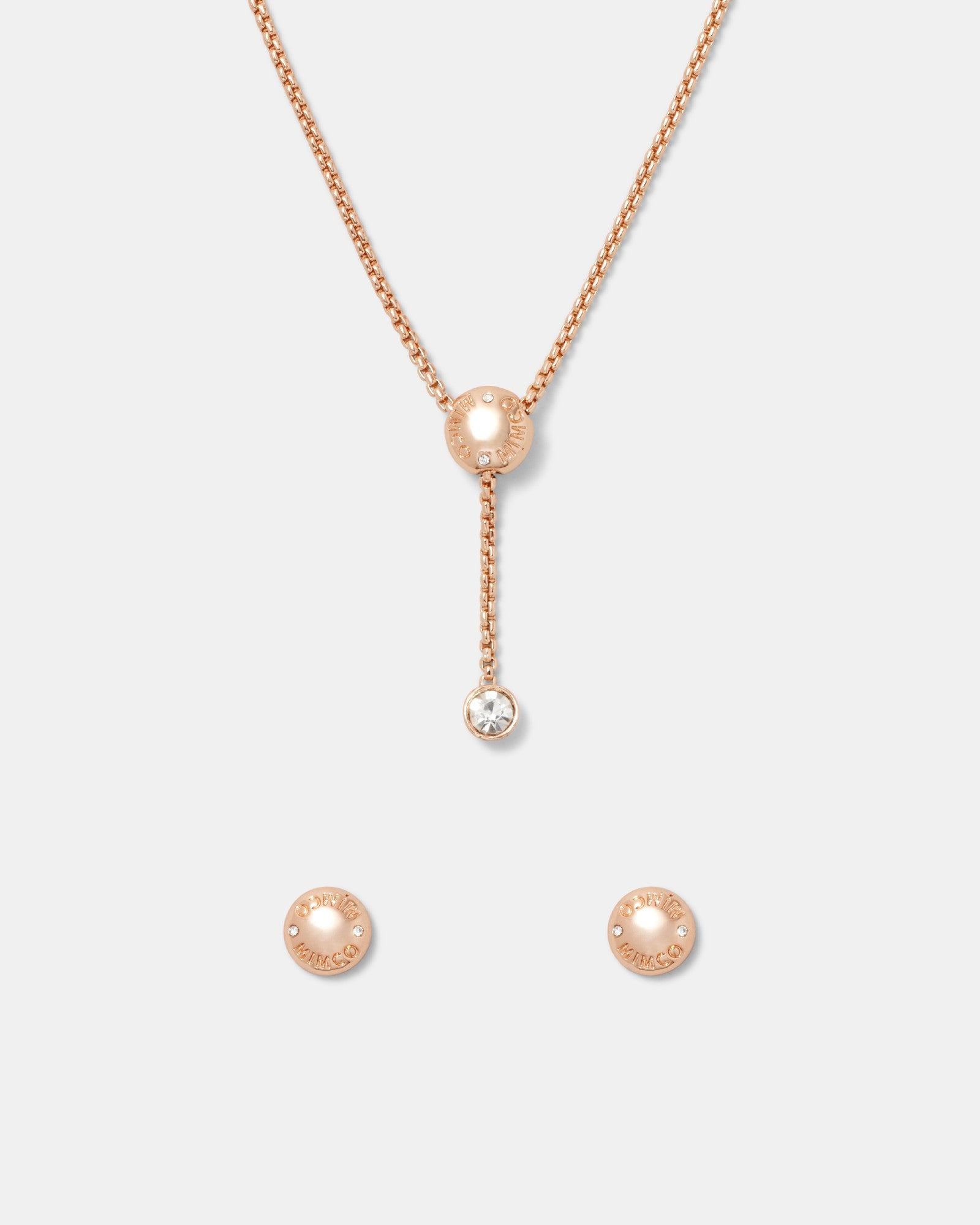 Endlessly Stud Earring And Necklace Set - Rose Gold
