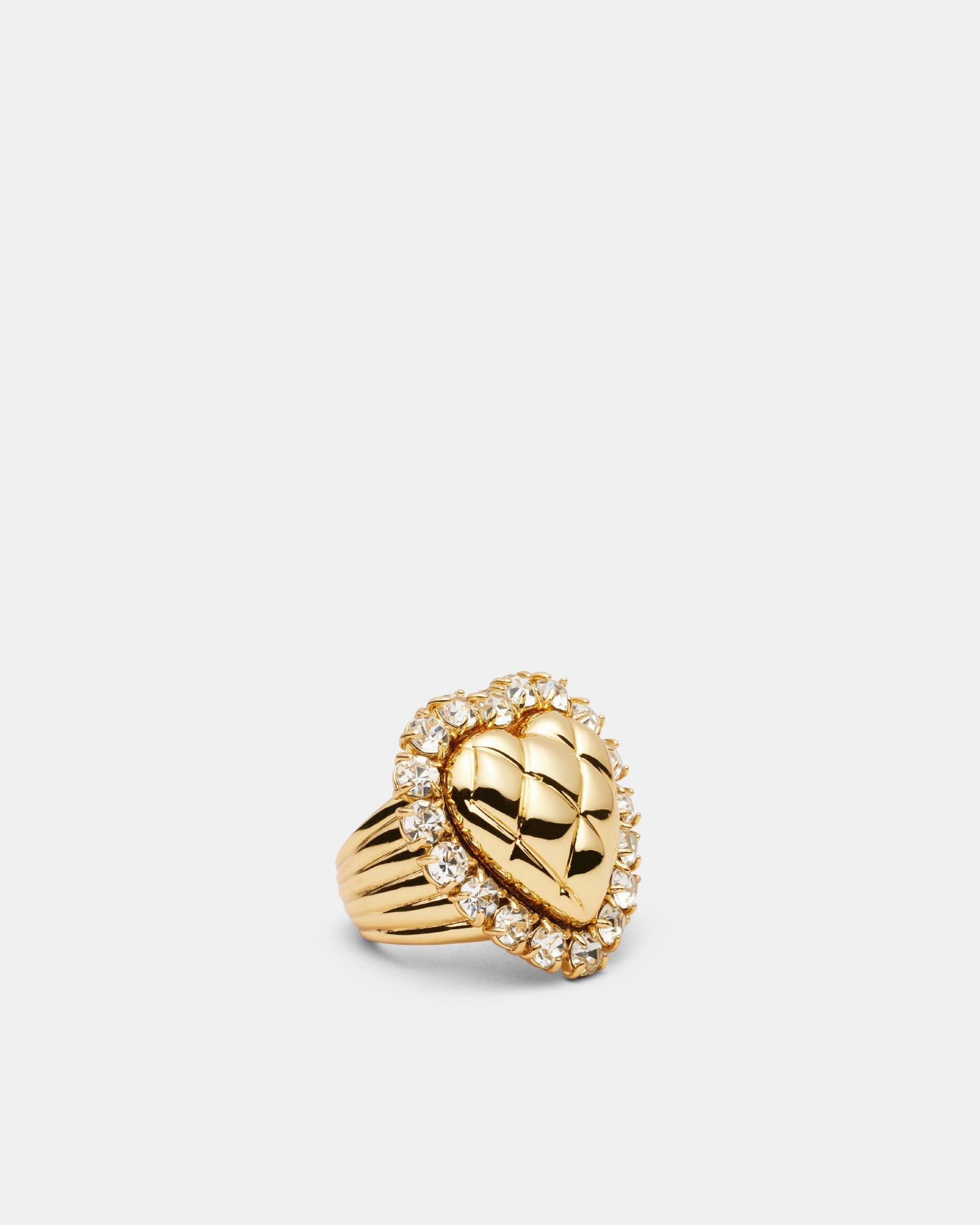 Paris Quilted Heart Cocktail Ring - Vintage Gold