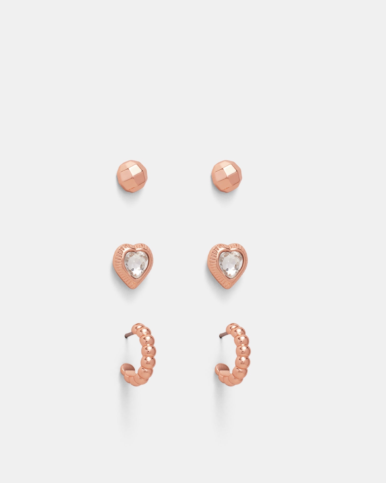 Discotheque Earrings Trio Set - Rose Gold