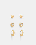 Discotheque Earrings Trio Set - Gold