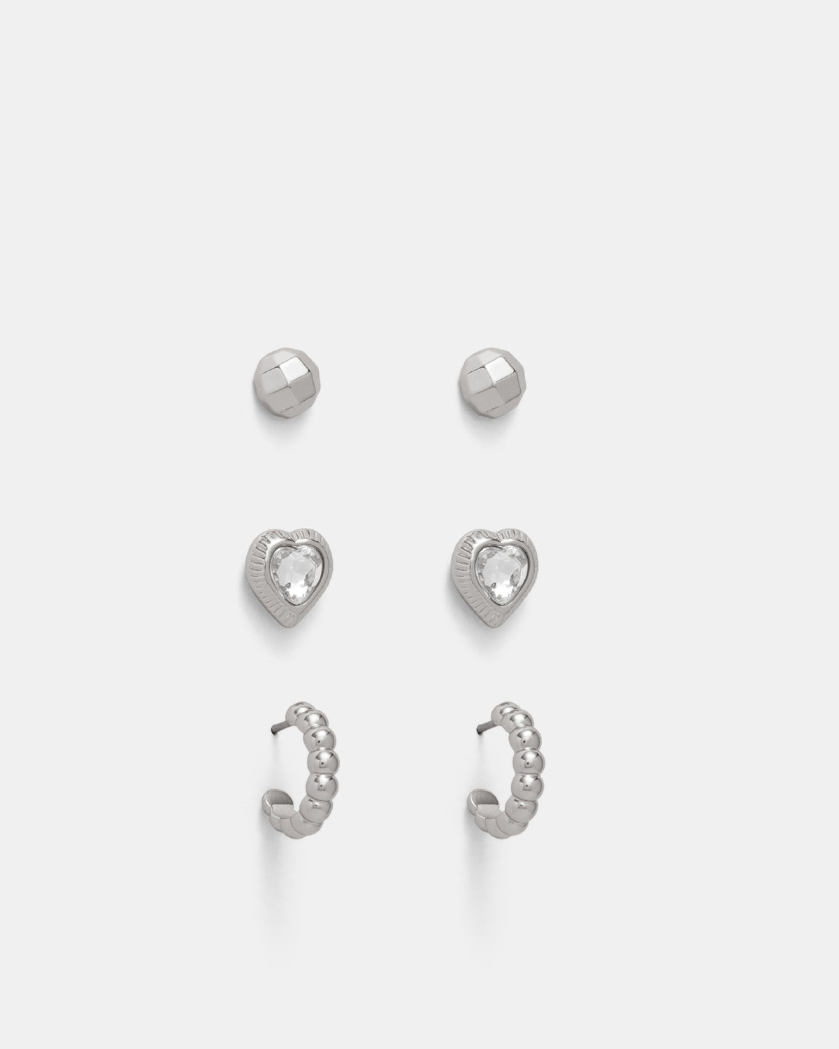 Discotheque Earrings Trio Set - Silver