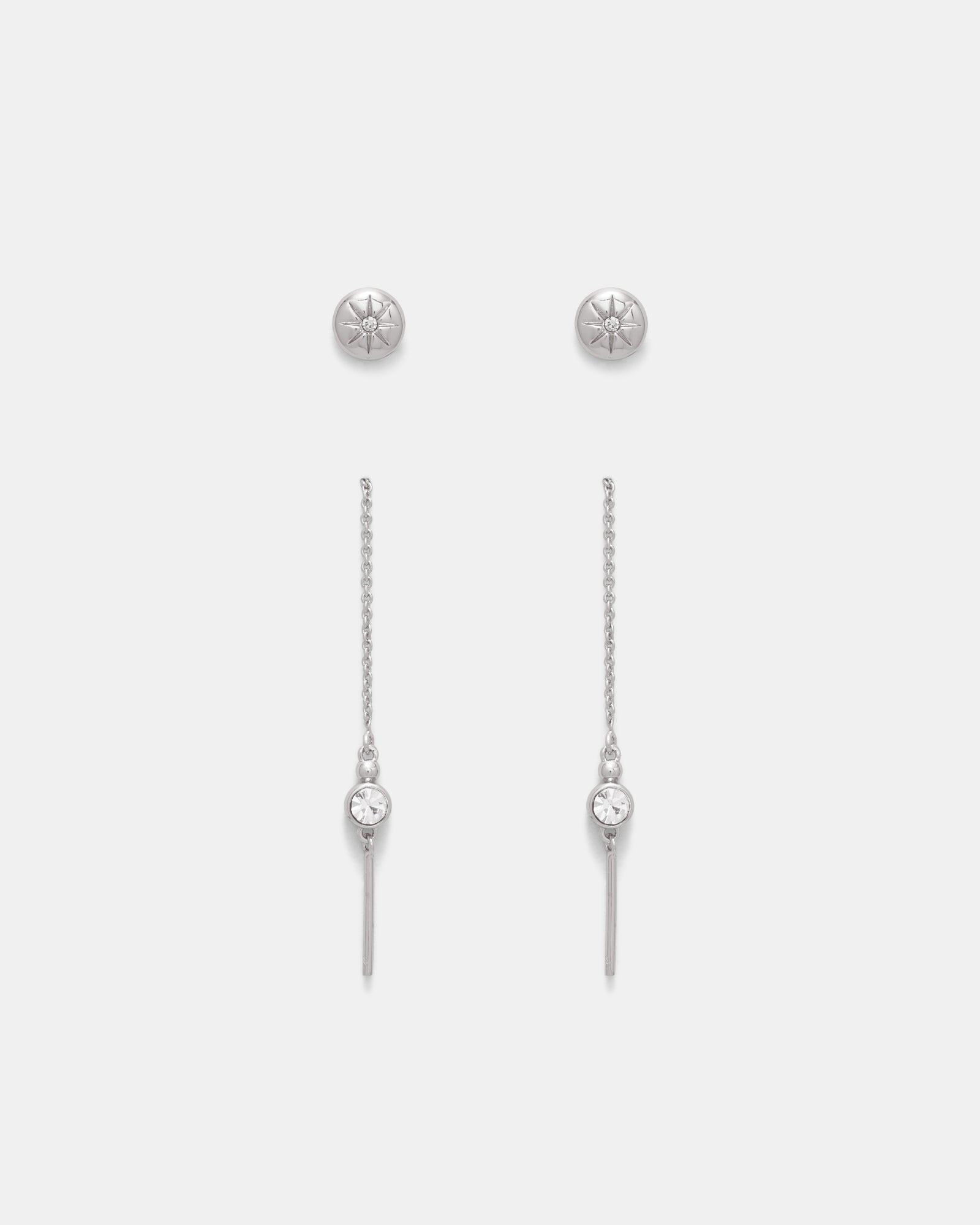 Mystique Earrings Duo Set - Silver