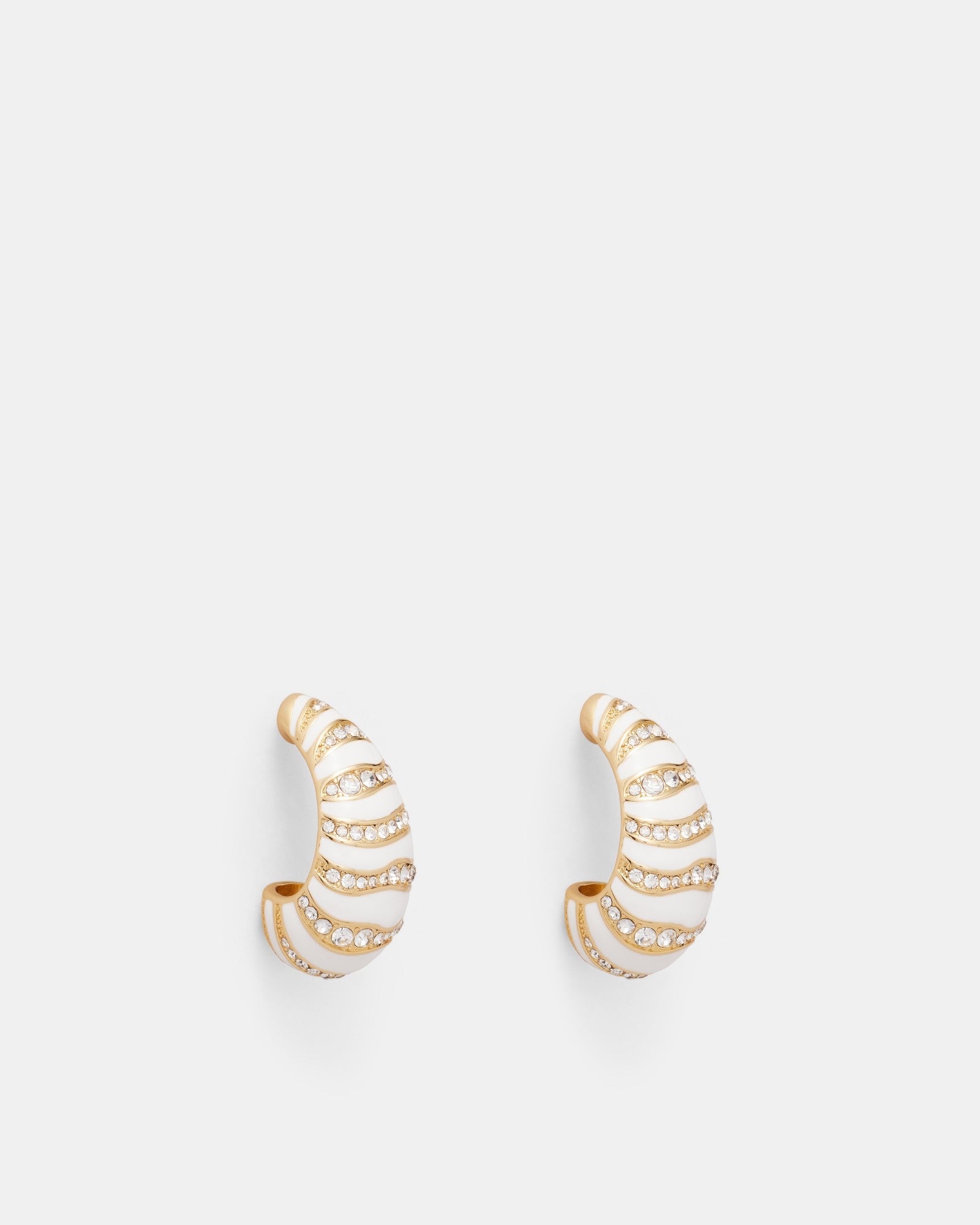 Chi Chi Jaguar Pave Enamel Hoop Earrings - White