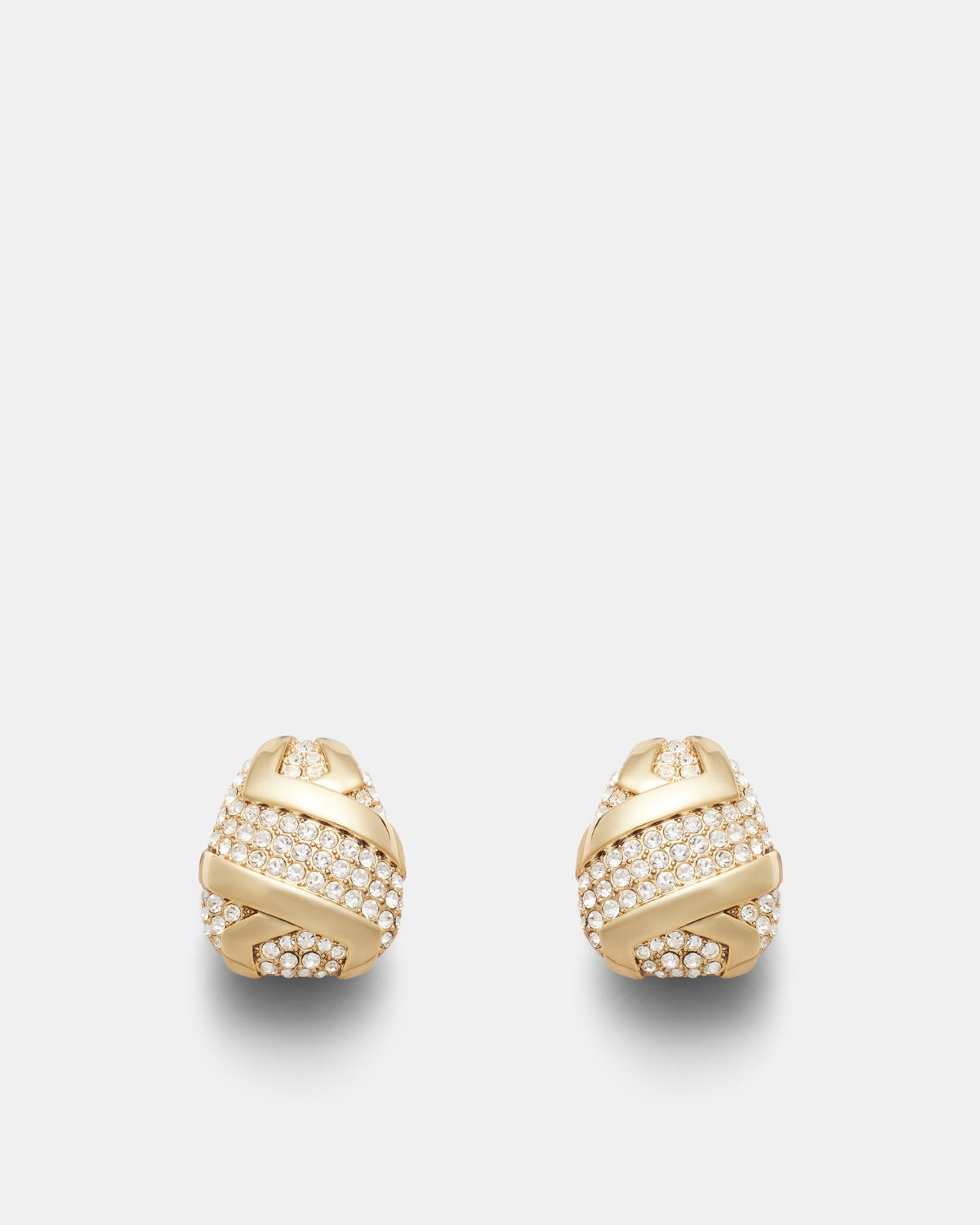 Studio 54 Pave Clip On Earrings - Gold