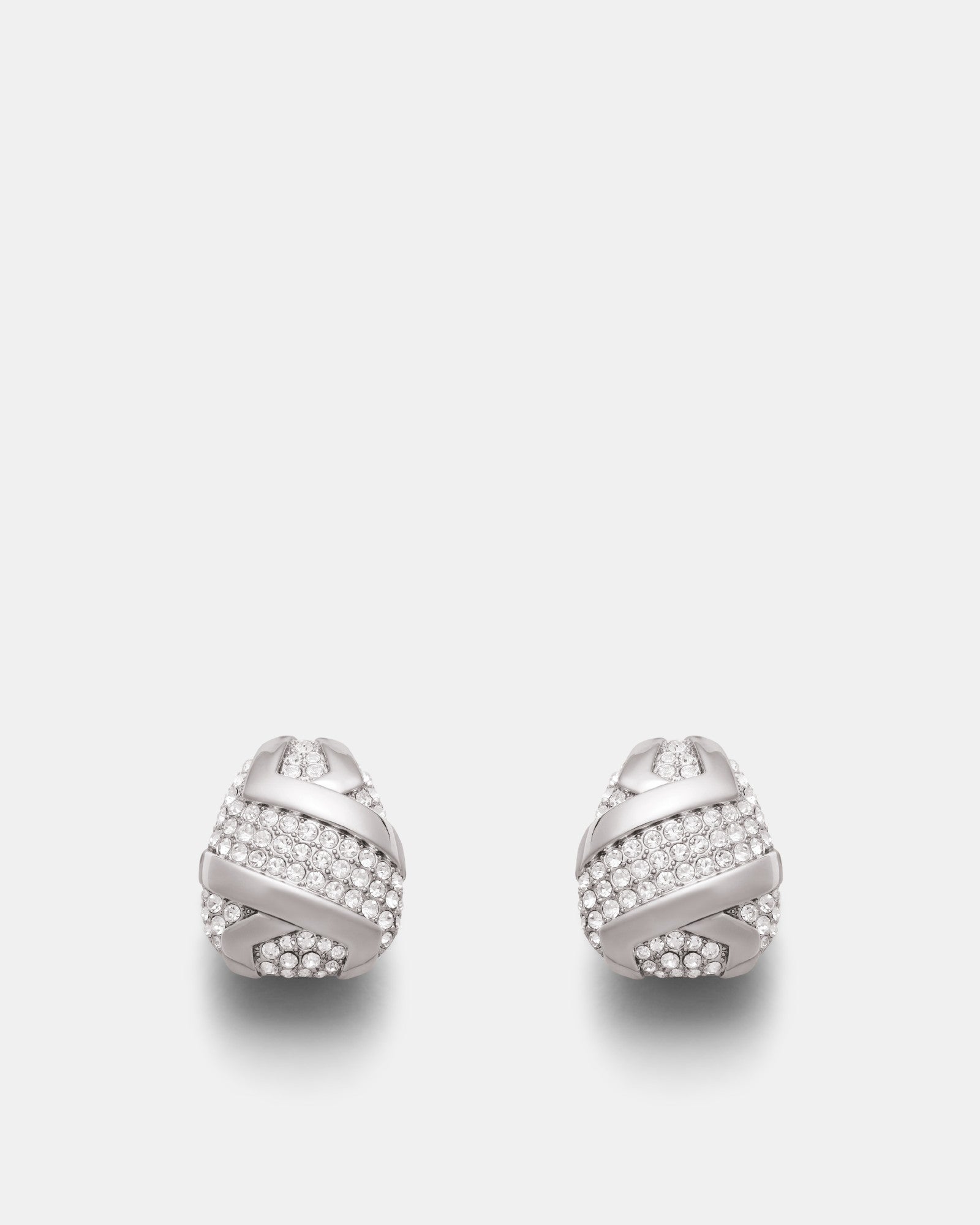 Studio 54 Pave Clip On Earrings - Silver