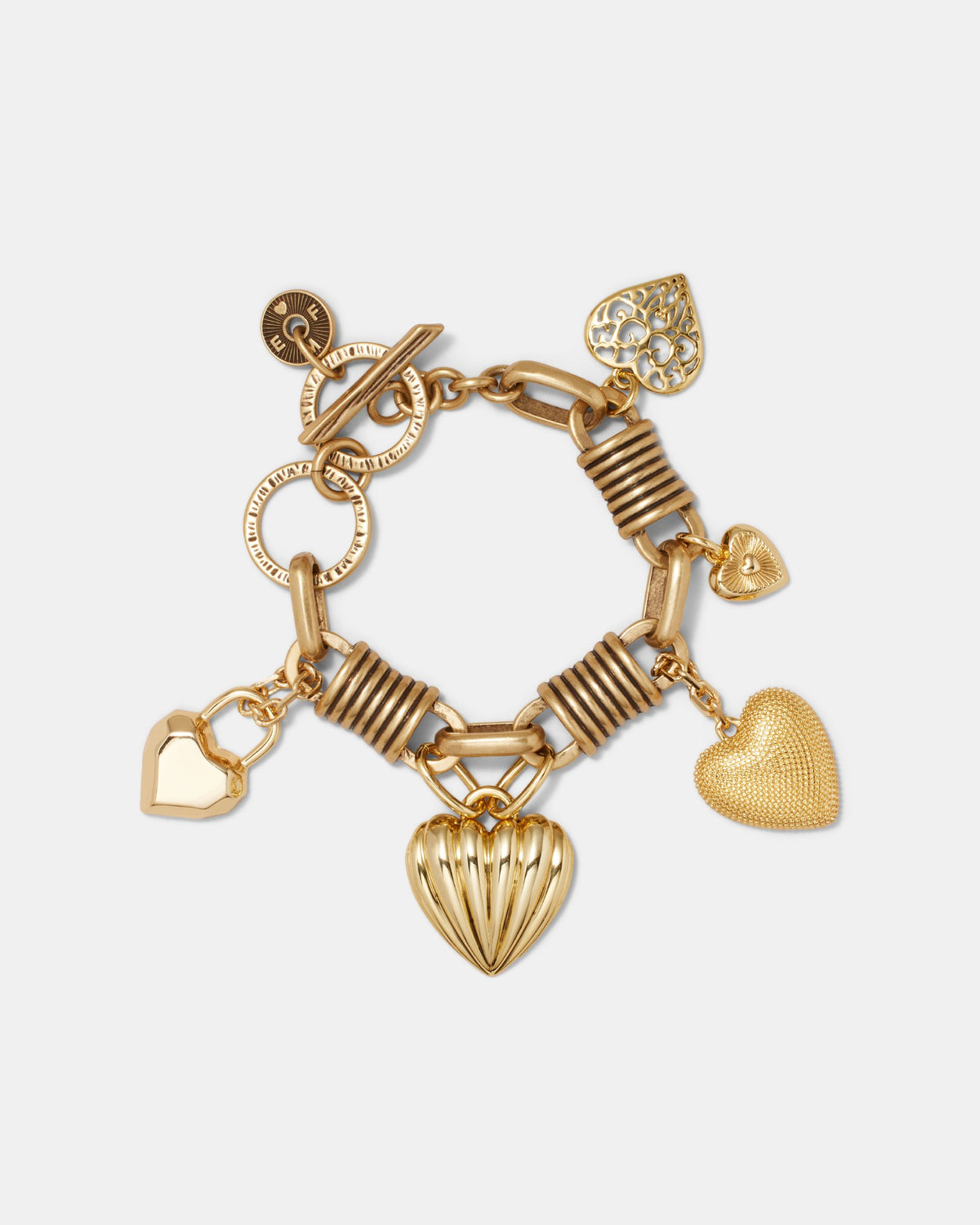 Paris Heart Charm Bracelet - Vintage Gold