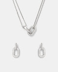 Le Clique Earrings And Necklace Set - Silver