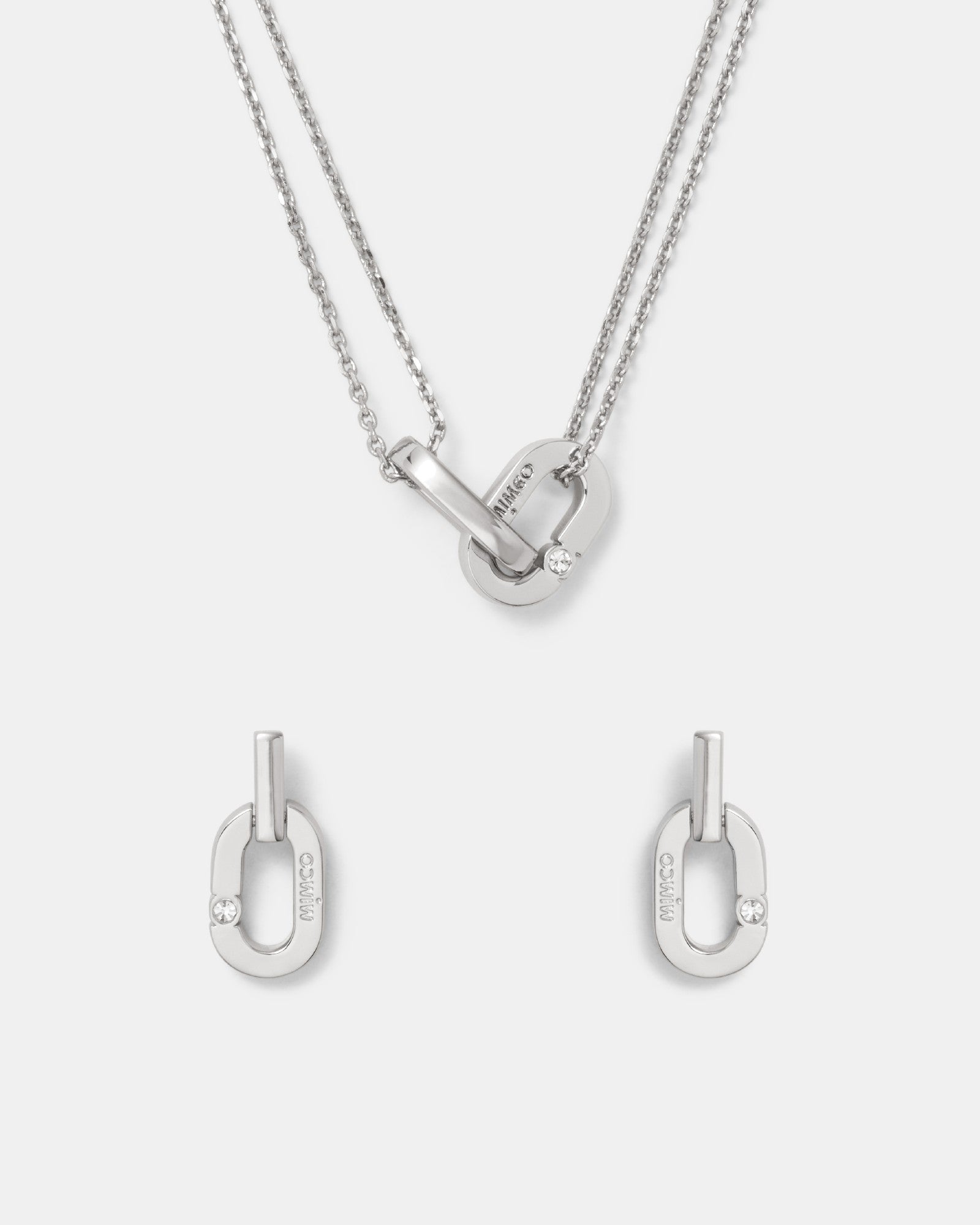 Le Clique Earrings And Necklace Set - Silver