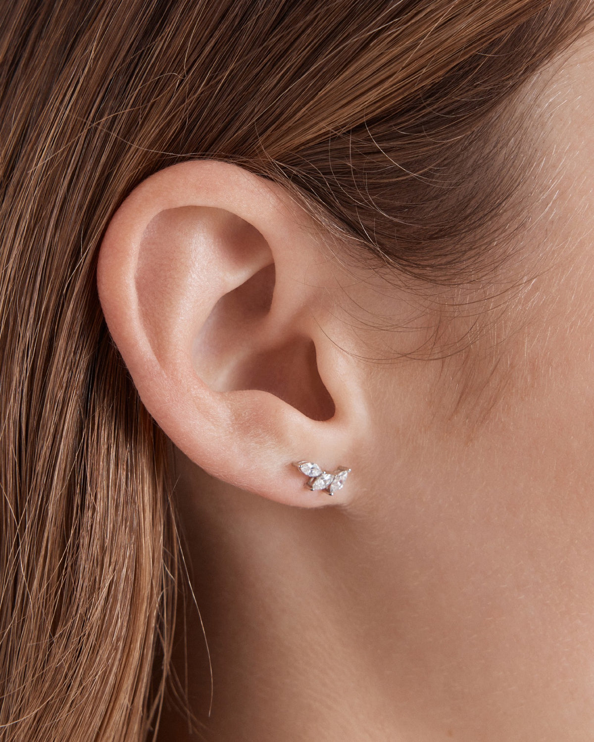 Quill Cluster Stud Earrings - Silver