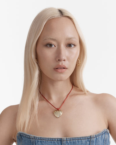 Bondi Heart Cord Necklace - Red